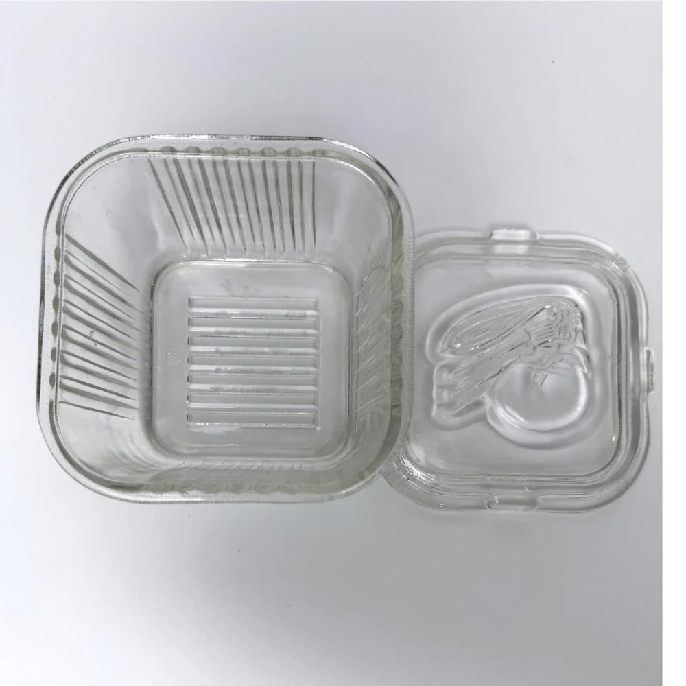 Federal Glass Refrigerator Dish 4.25in Clear Ribbed Vegetable Fridgie MCM 40's